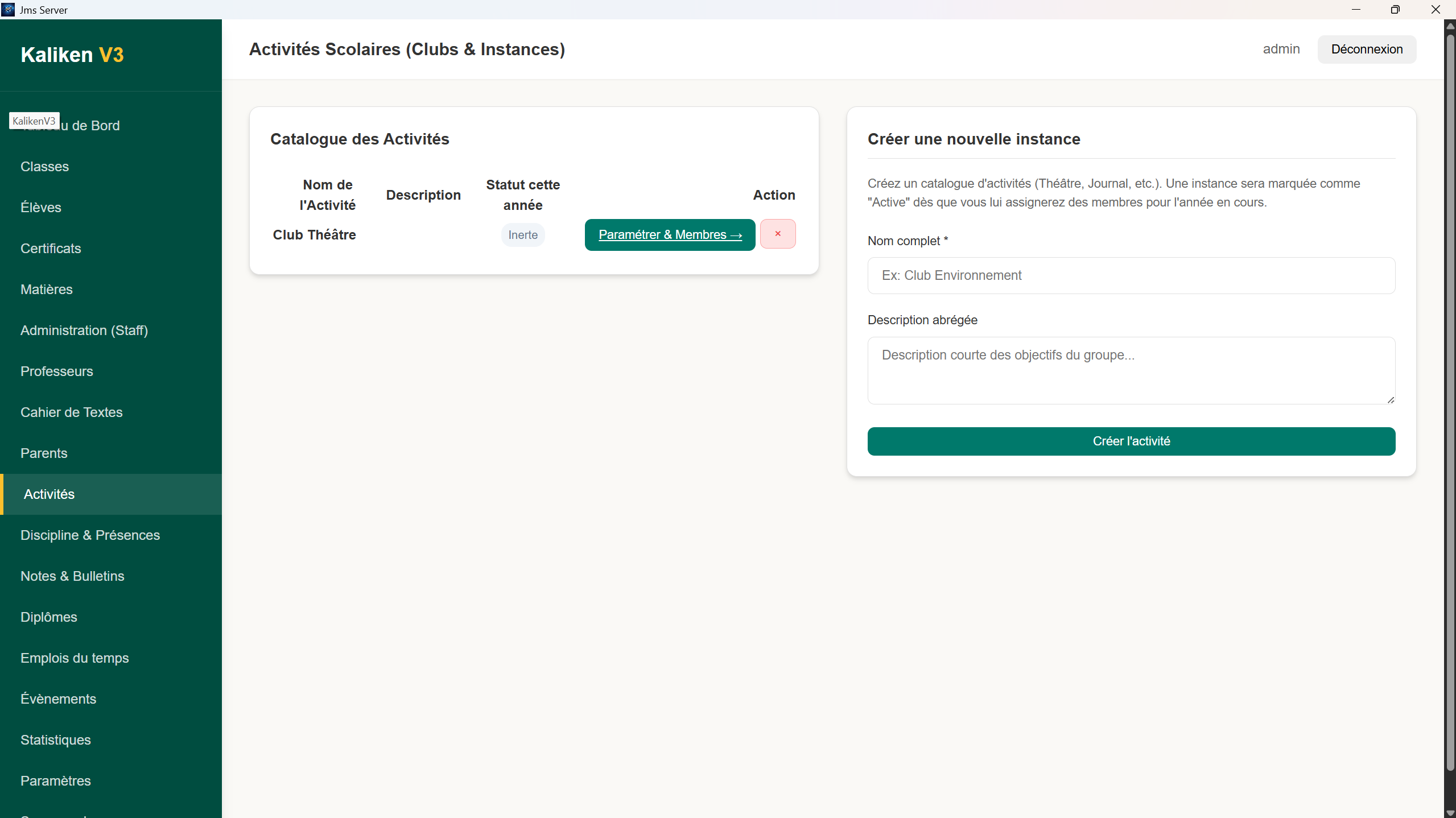 Activités scolaires