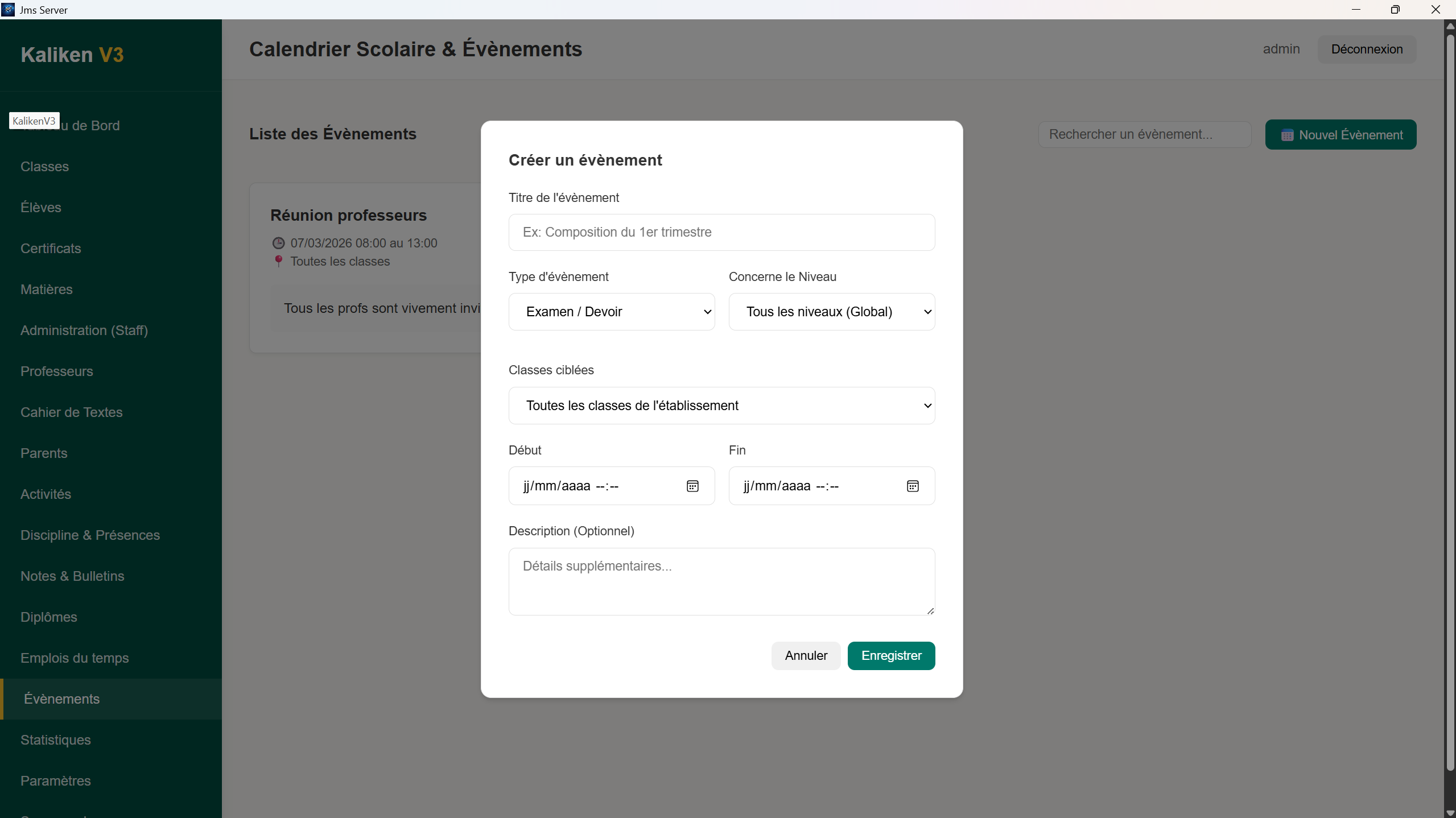 Événements — détail